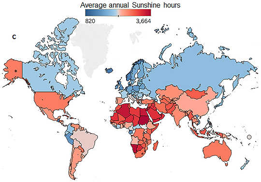 average annual sunshine hours